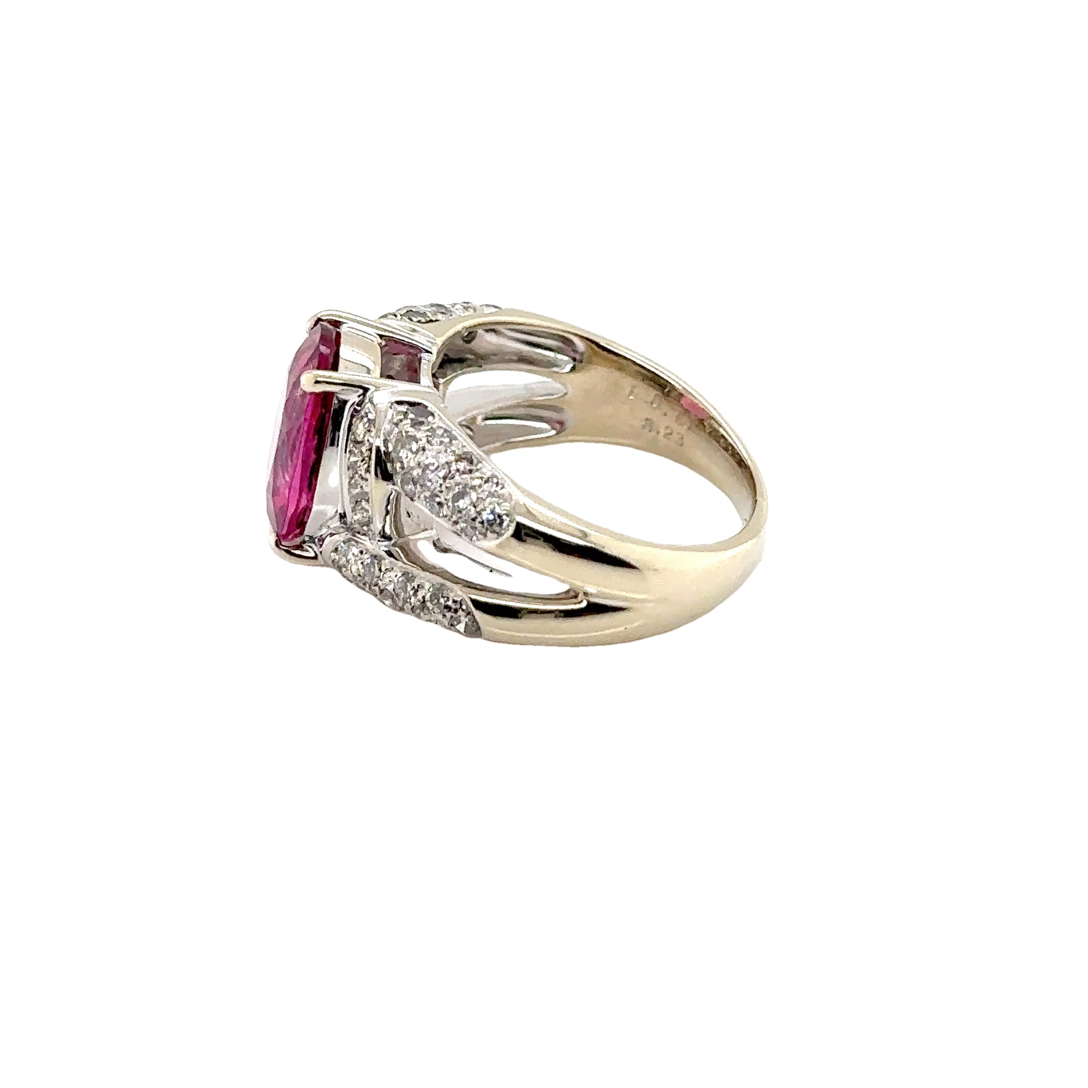 18KW Oval Pink Tourmaline & Diamond Fashion Ring