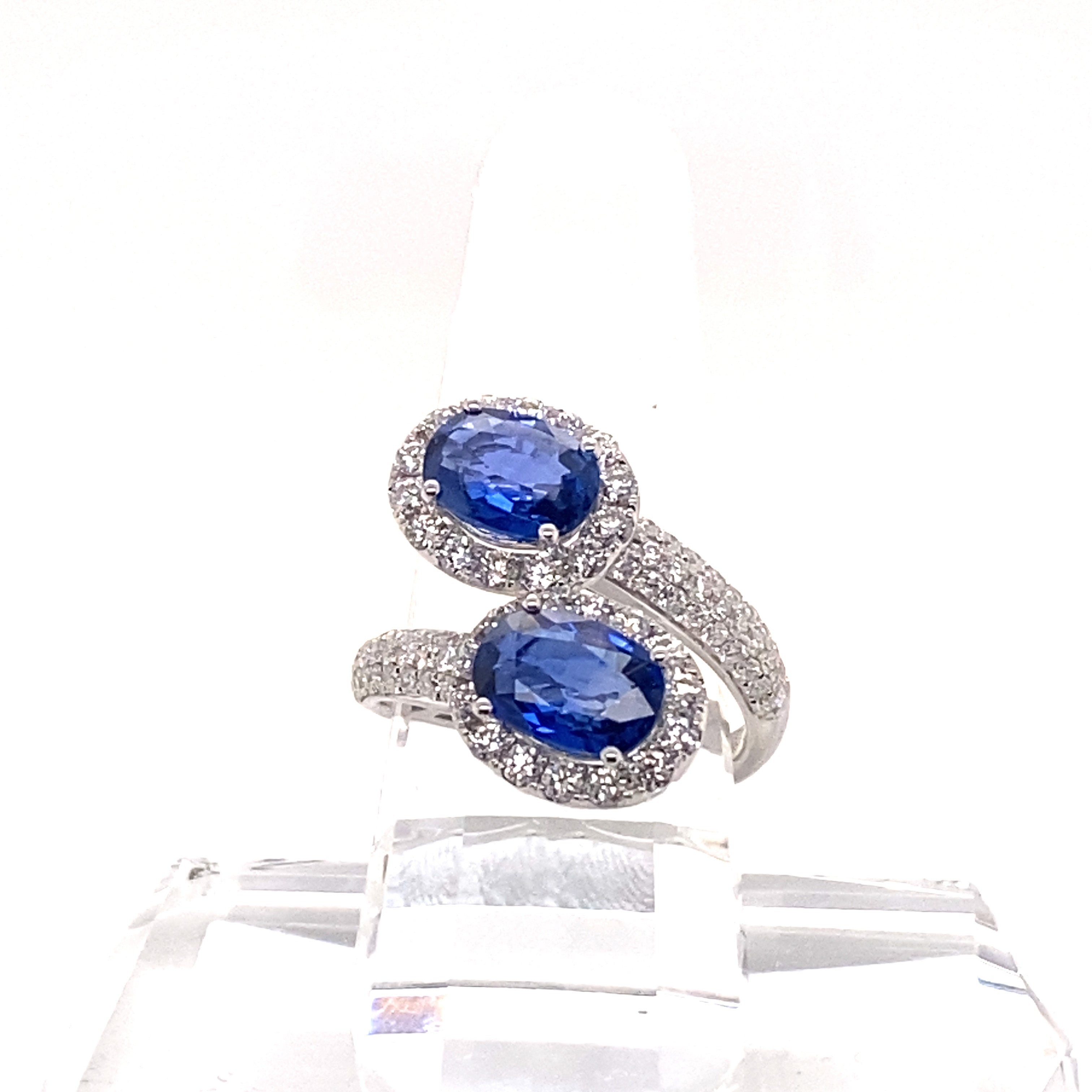 18K White Gold, Blue Sapphire & Diamond Ring
