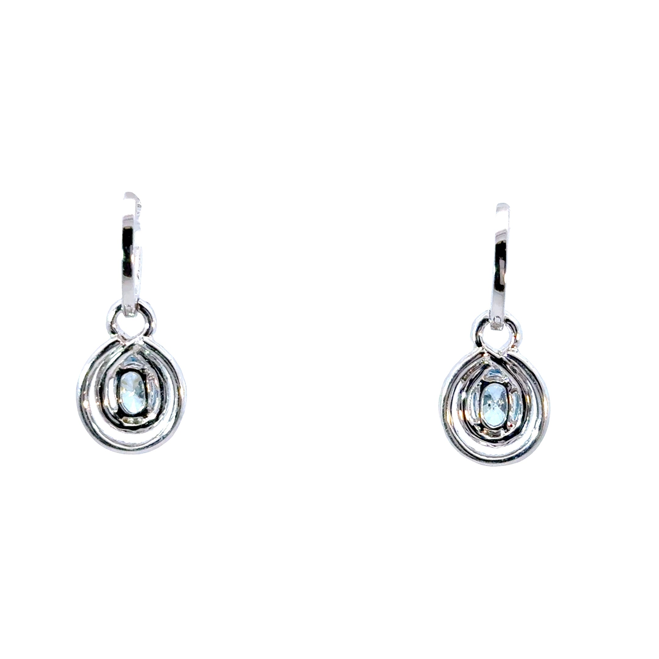 18KW LG Blue & Natural White Diamond Fashion Earrings