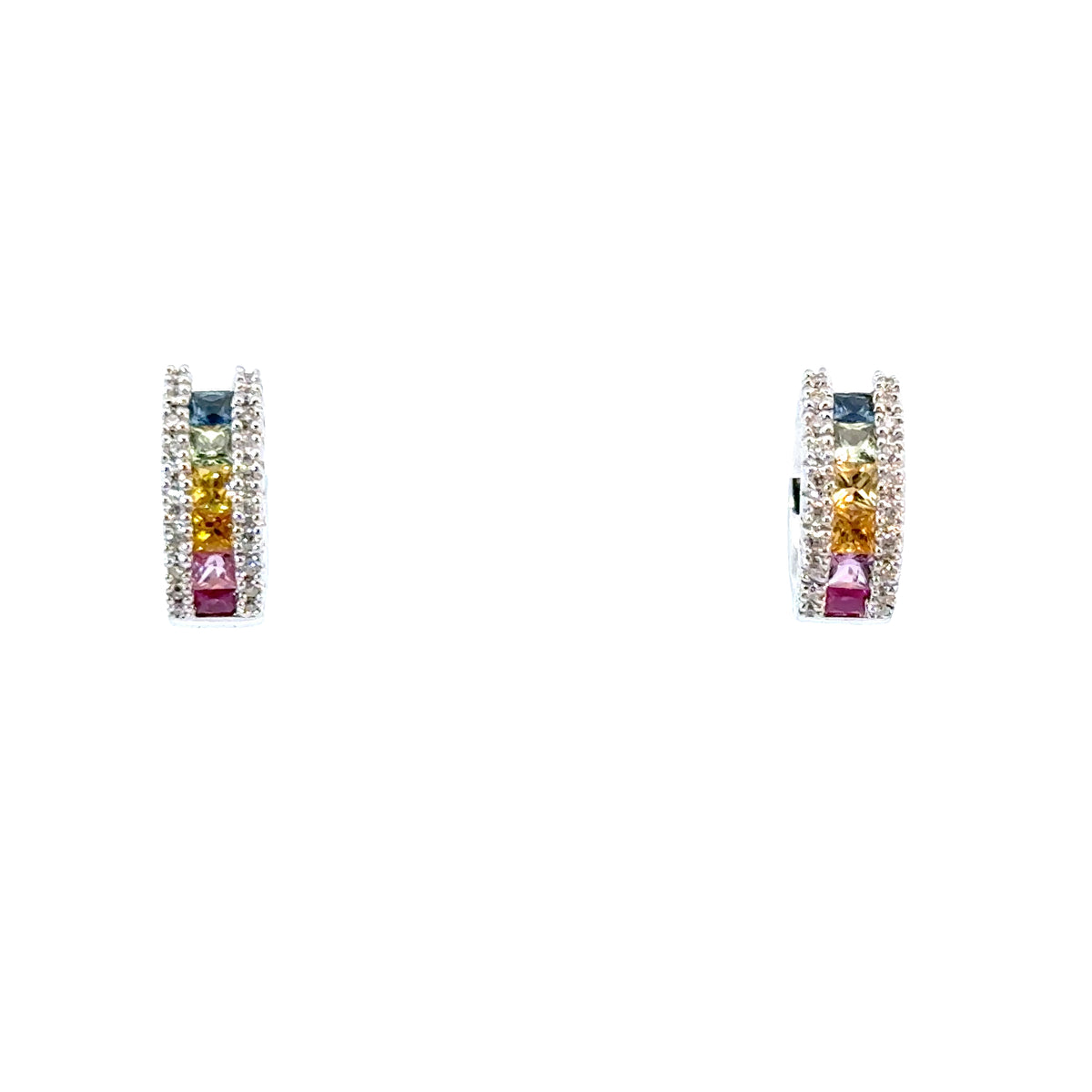 14KW Multicolor Natural Sapphire and Accent Diamond Fashion Earrings