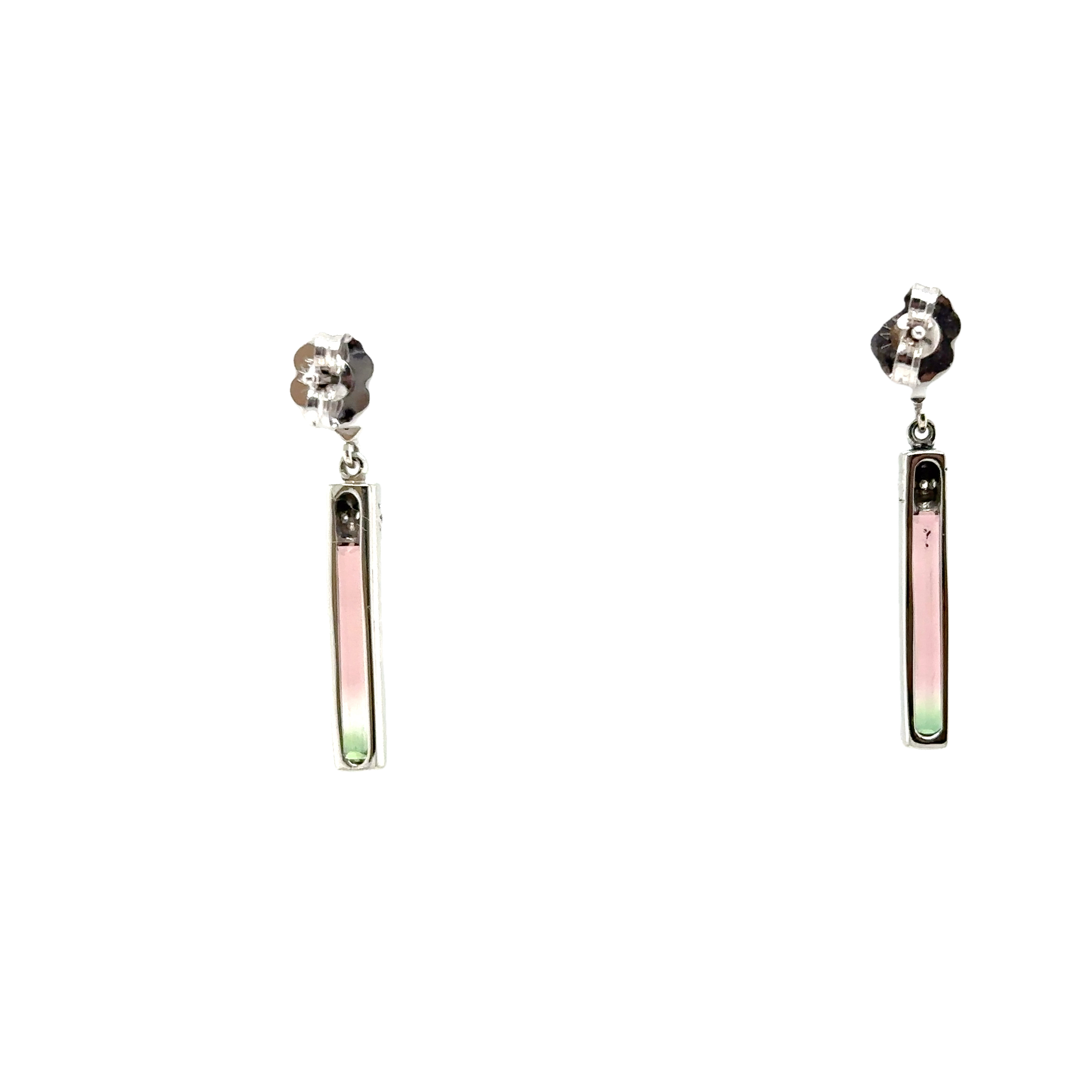 14KW Bicolor Tourmaline & Diamond Custom Stud Fashion Earrings