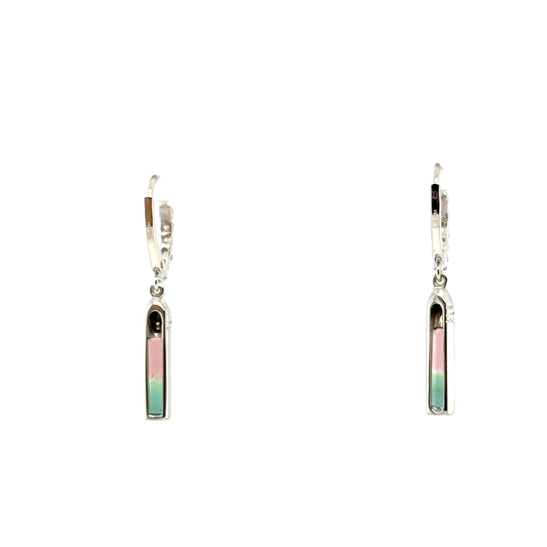 14KW Bicolor Tourmaline & Diamond Custom Fashion Earrings