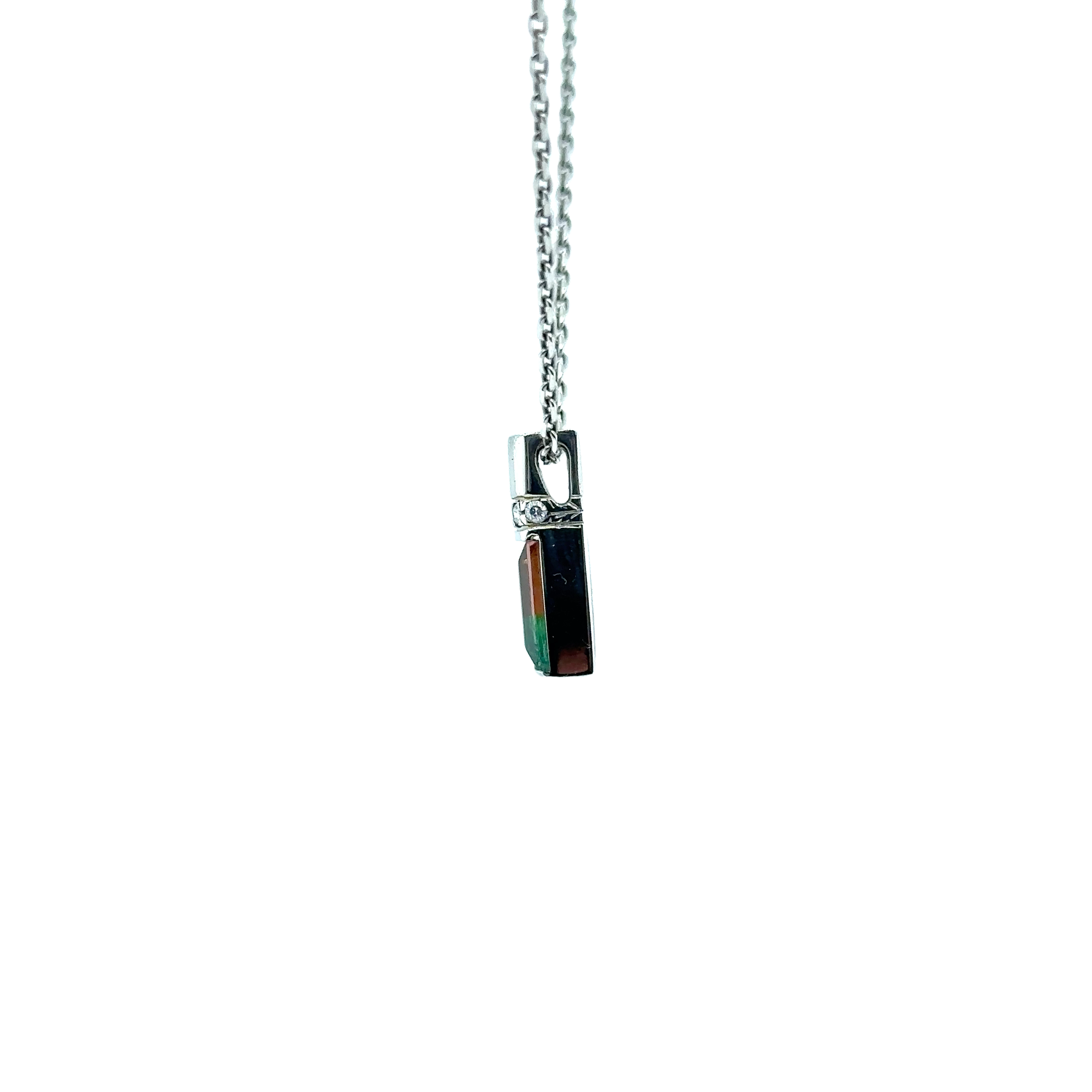 14KW Bicolor Tourmaline & Diamond Fashion Pendant