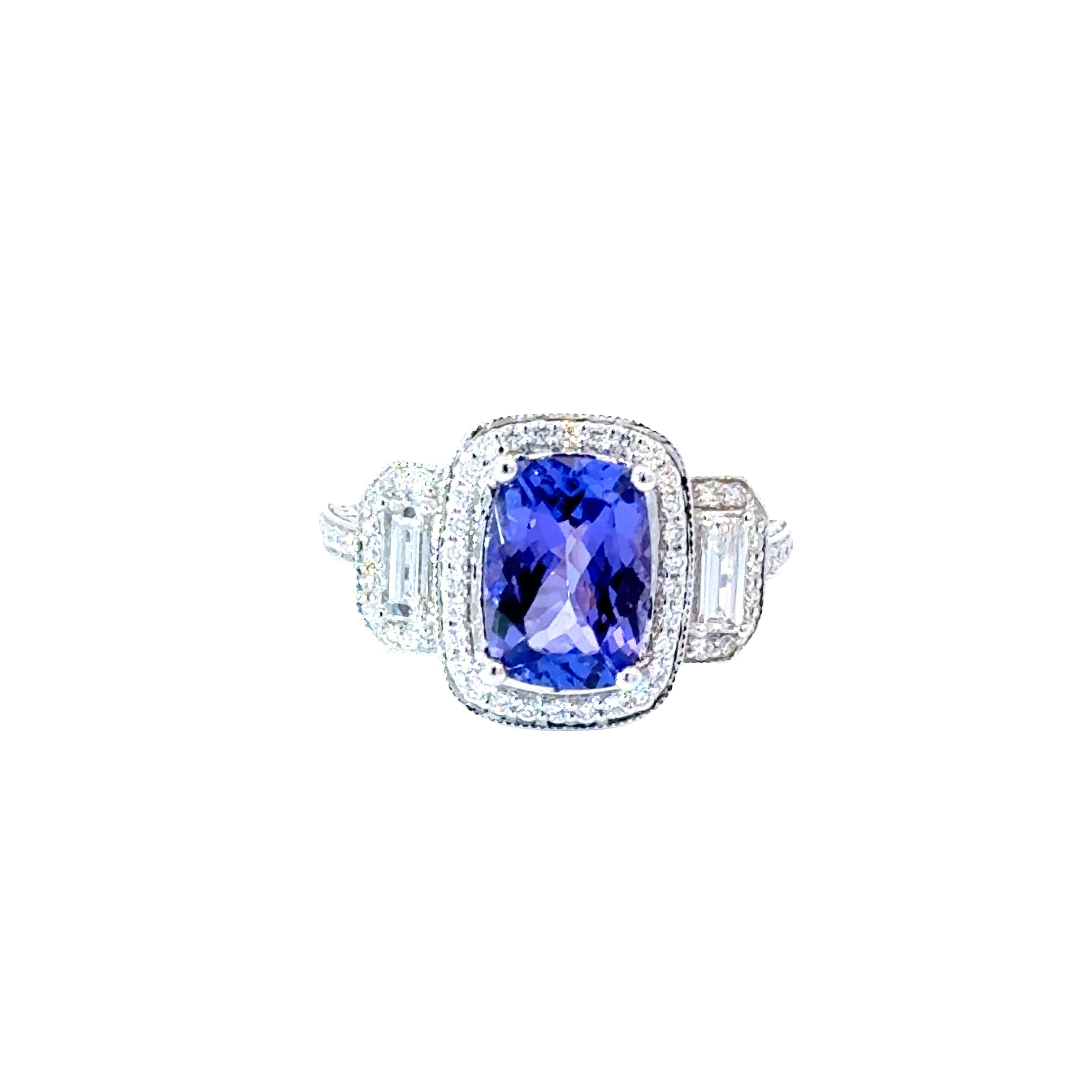Platinum, Tanzanite and Diamond Fashion Ring