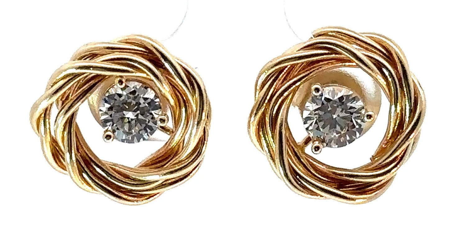 14K Yellow Gold Diamond Studs & Jackets Fashion Earrings