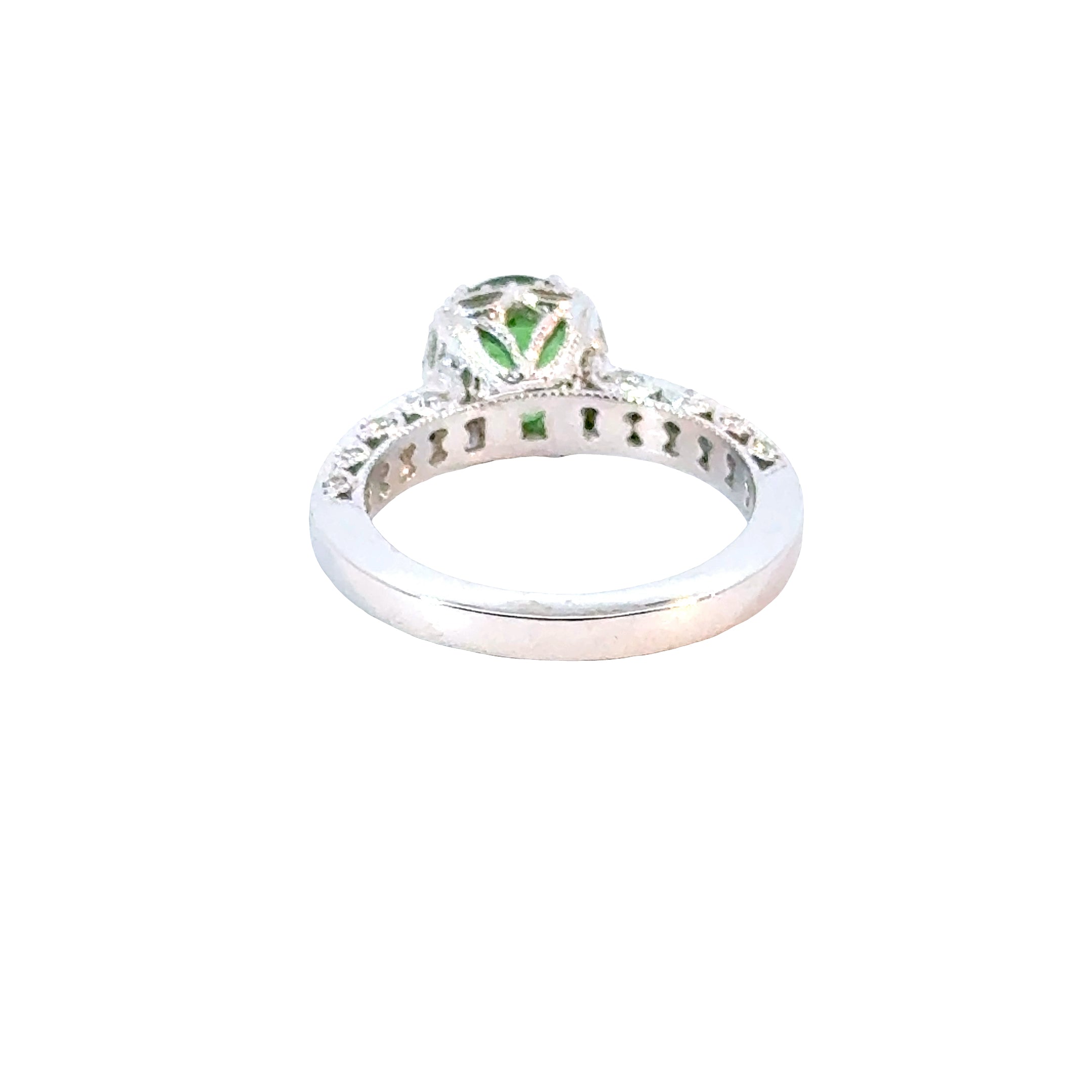 Platinum Tsavorite Garnet and Diamond Custom Ring