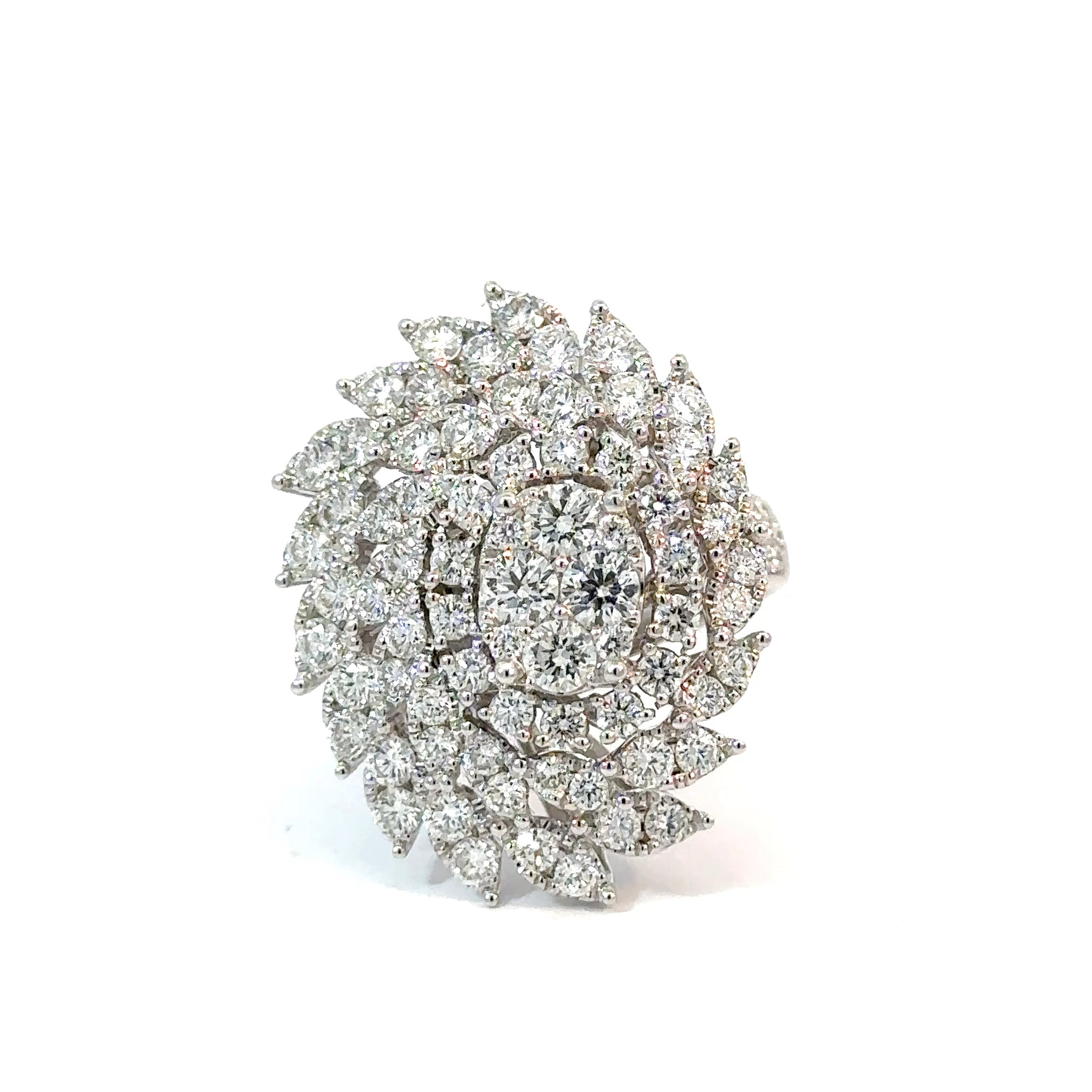 18KW Custom Cluster Diamond Ring & Detachable Pendant All In One