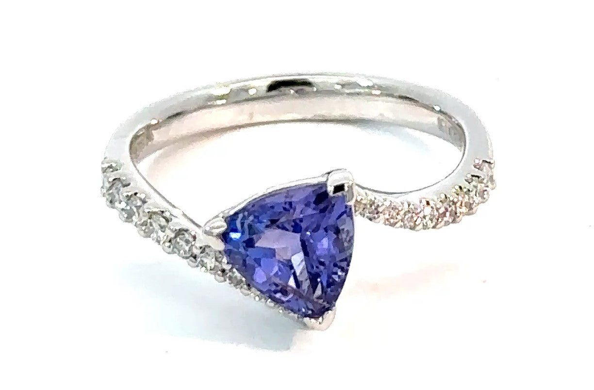 Platinum Trillion Tanzanite & Diamond Fashion Ring