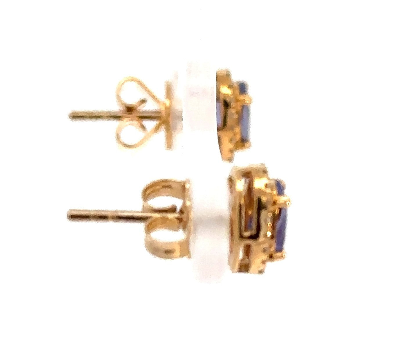 14k Yellow Gold Tanzanite and Diamond Halo Earrings