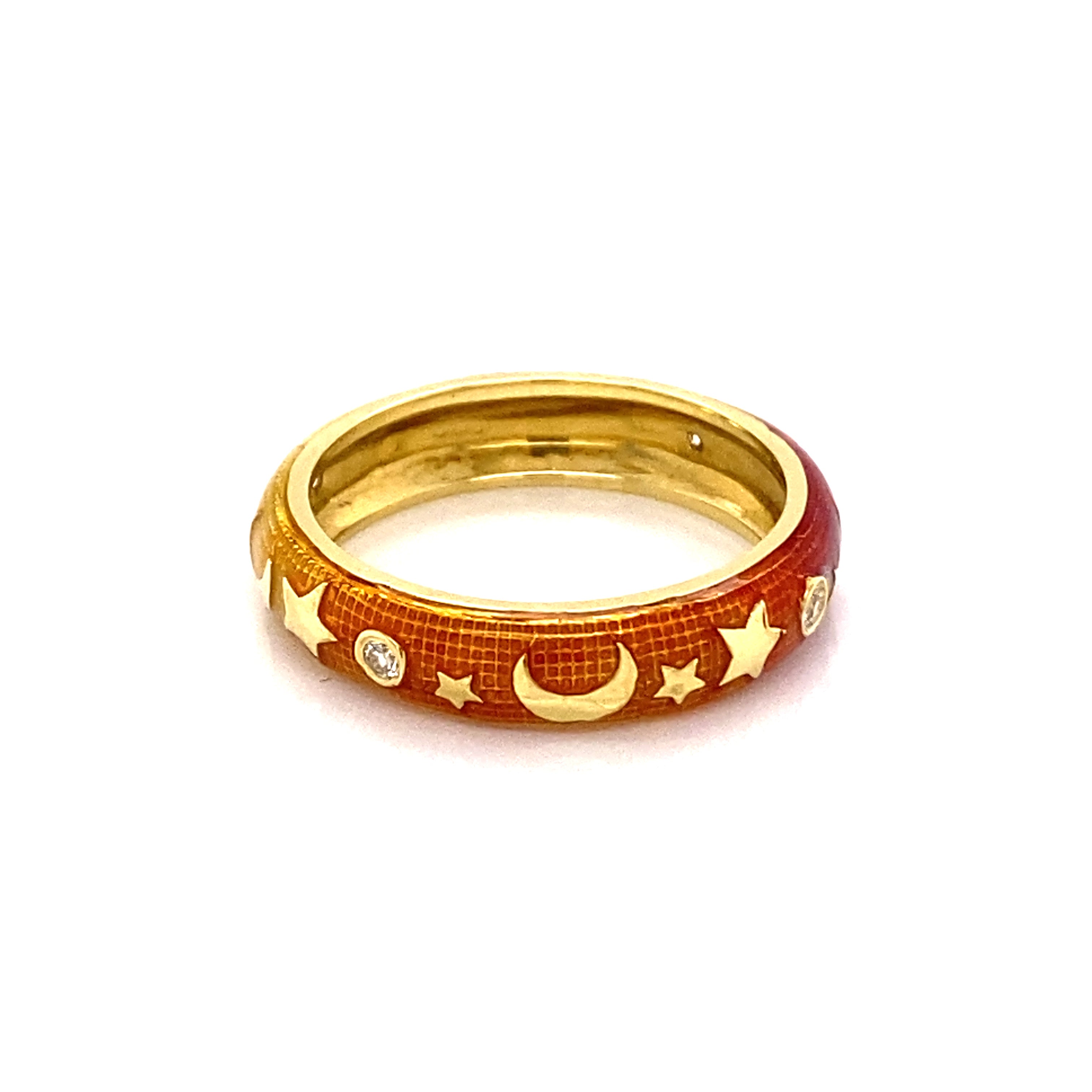 18KY Custom Multicolor Enamel And Diamonds Fashion Ring
