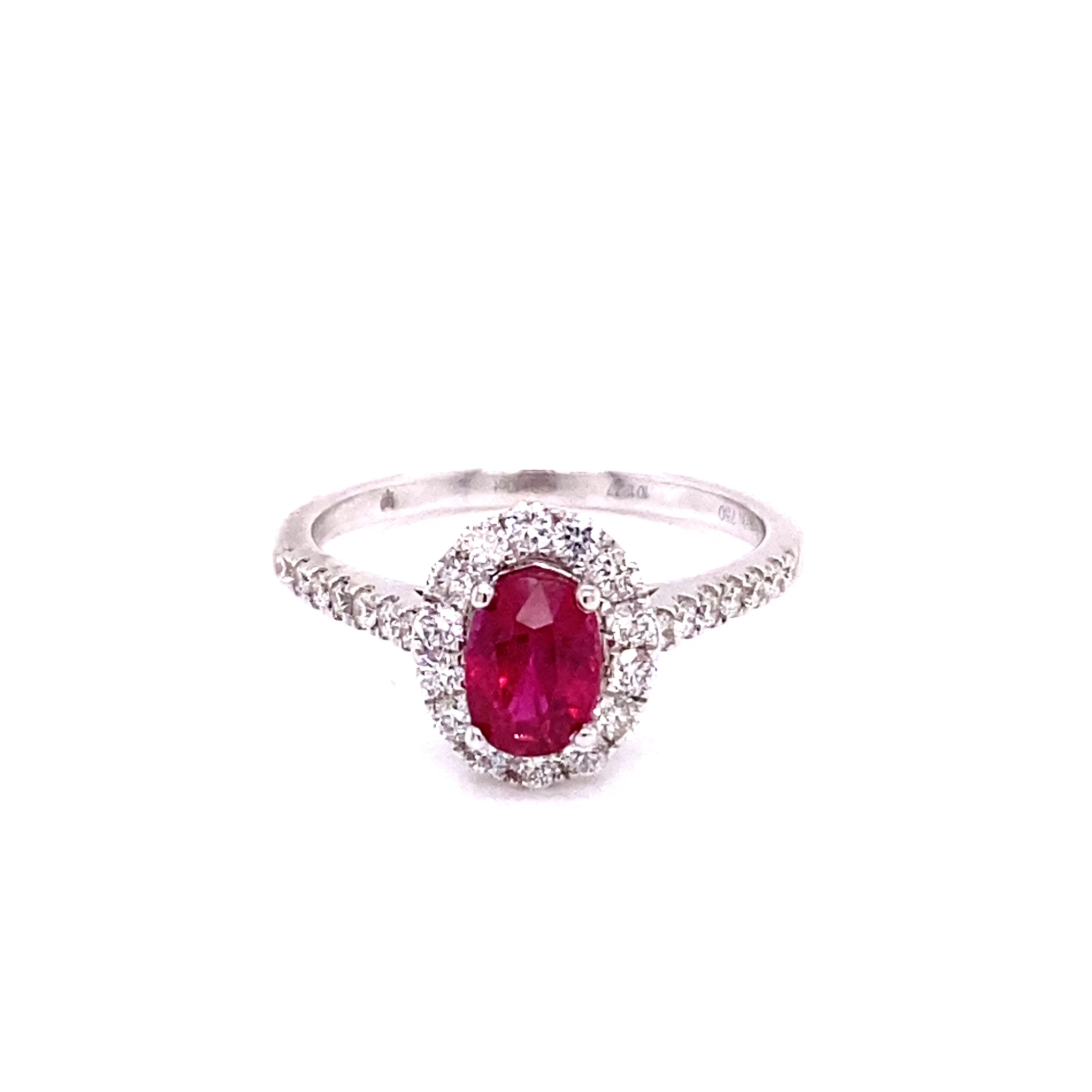 18K White Gold Ruby & Diamond Fashion Ring
