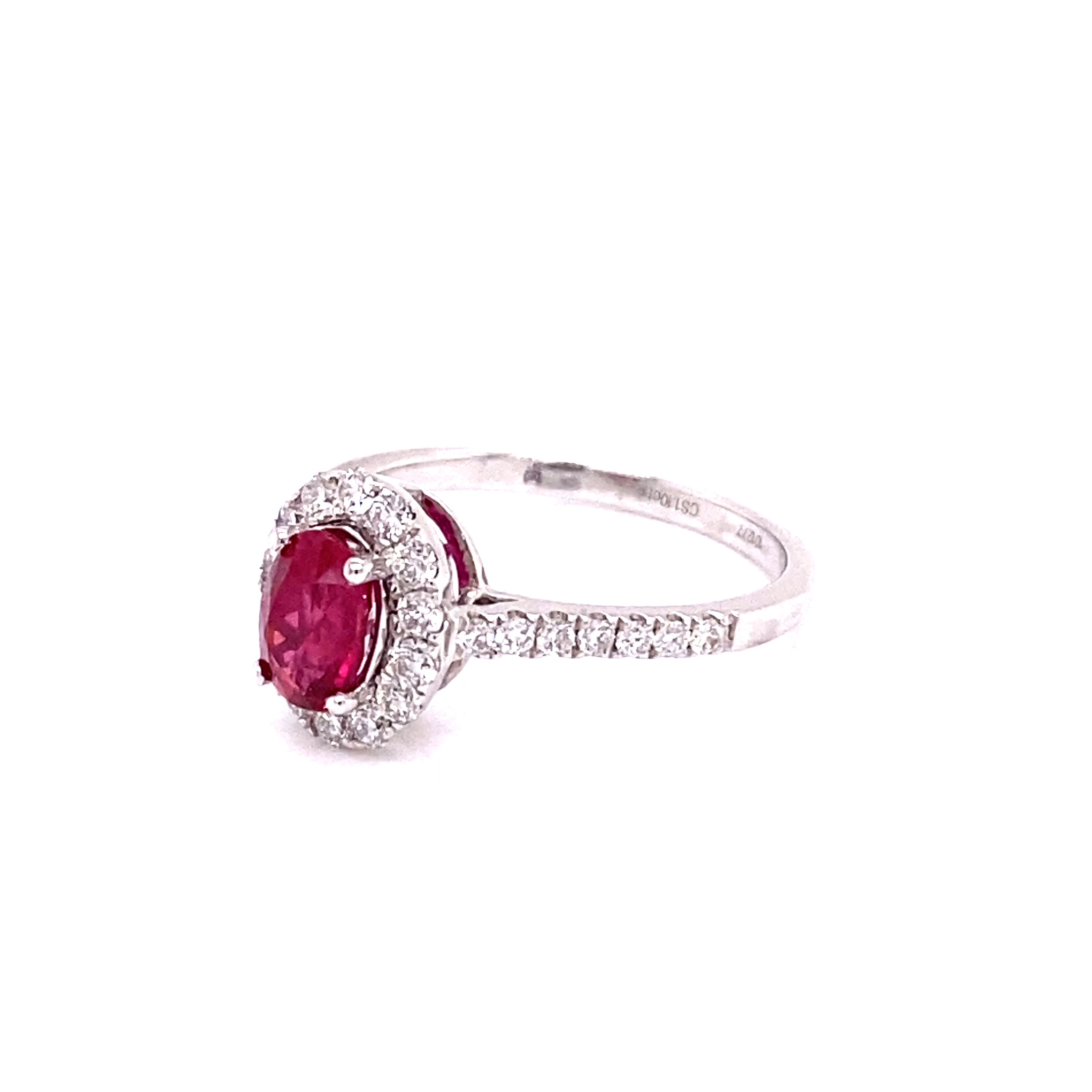 18K White Gold Ruby & Diamond Fashion Ring