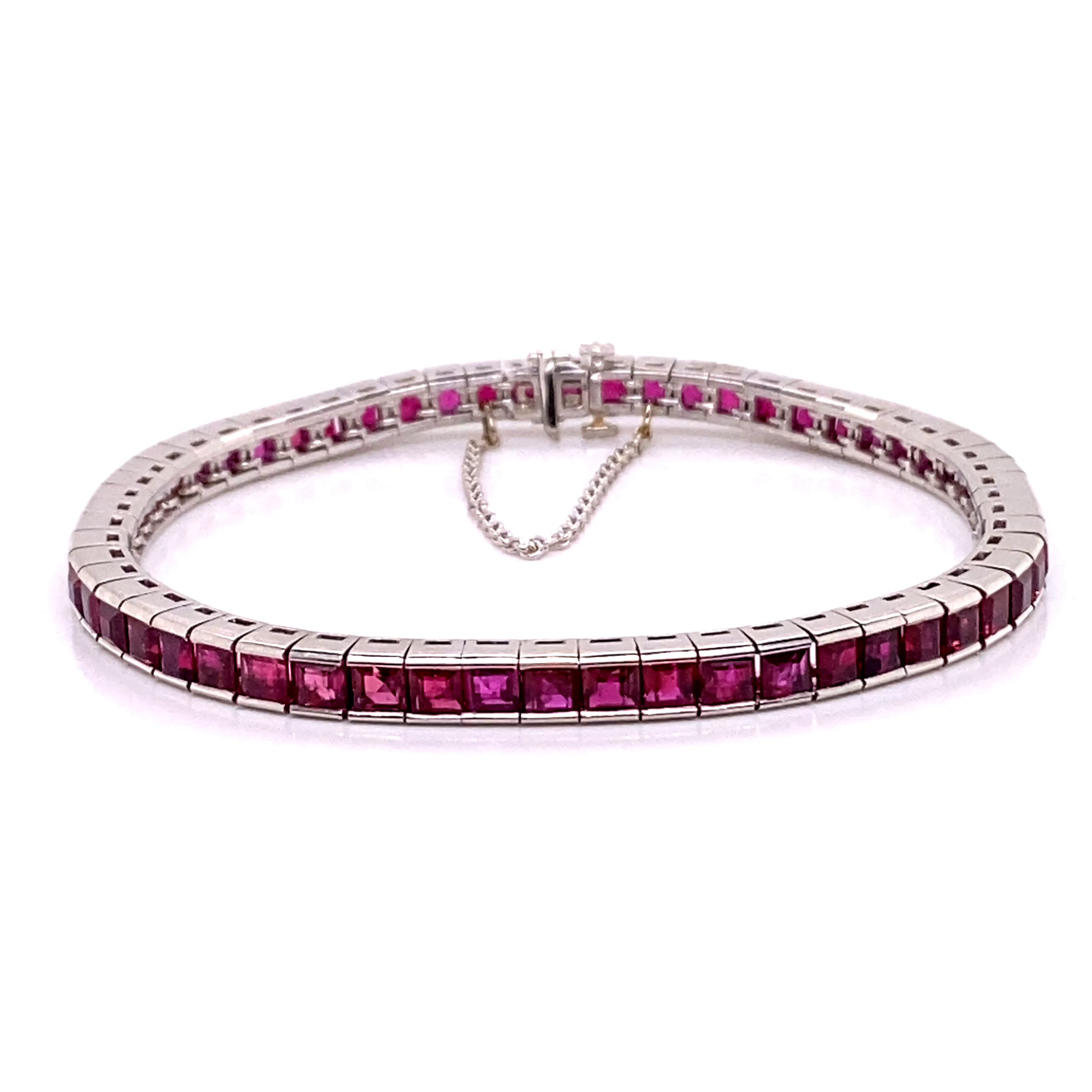 Platinum Custom Red Ruby Fashion Tennis Bracelet