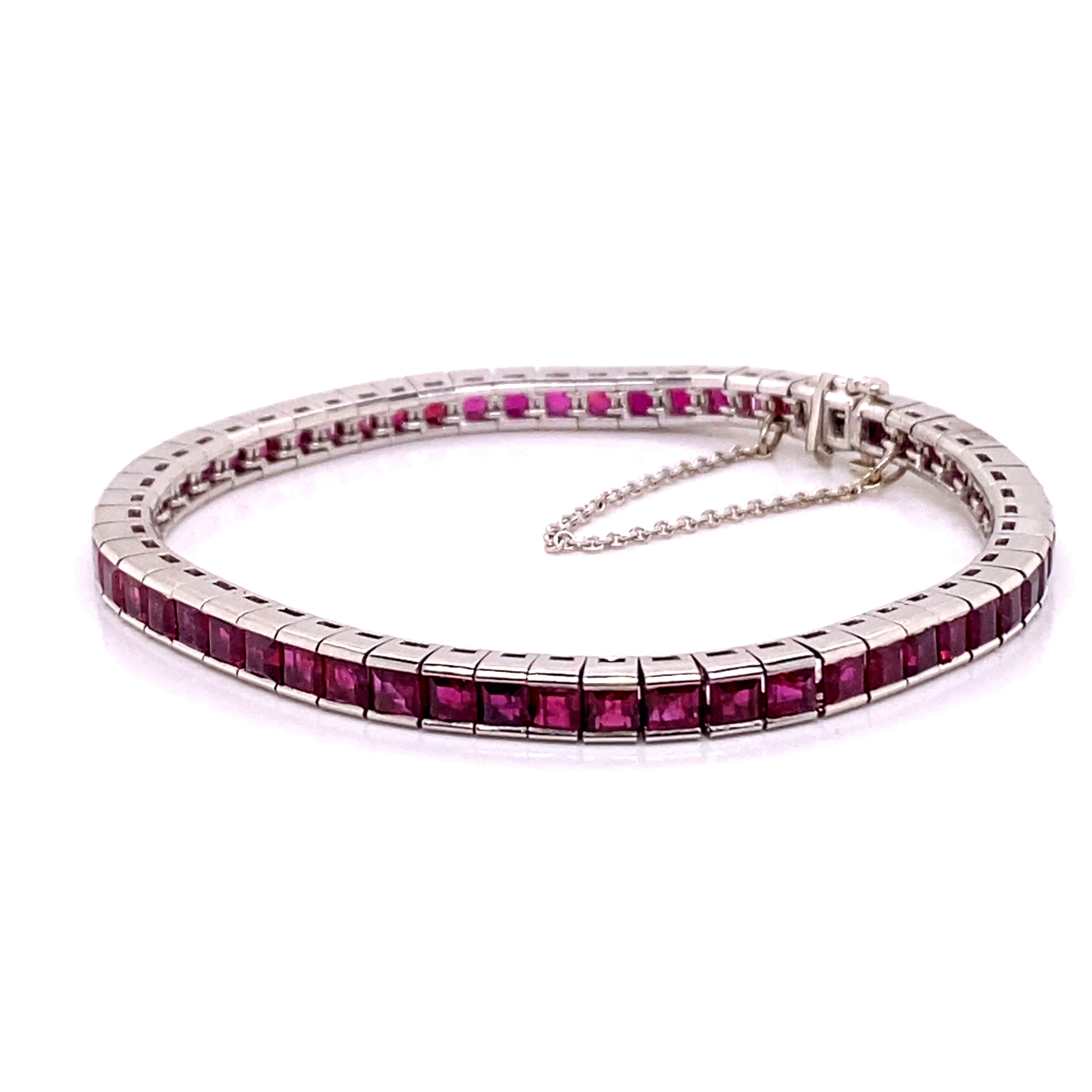 Platinum Custom Red Ruby Fashion Tennis Bracelet