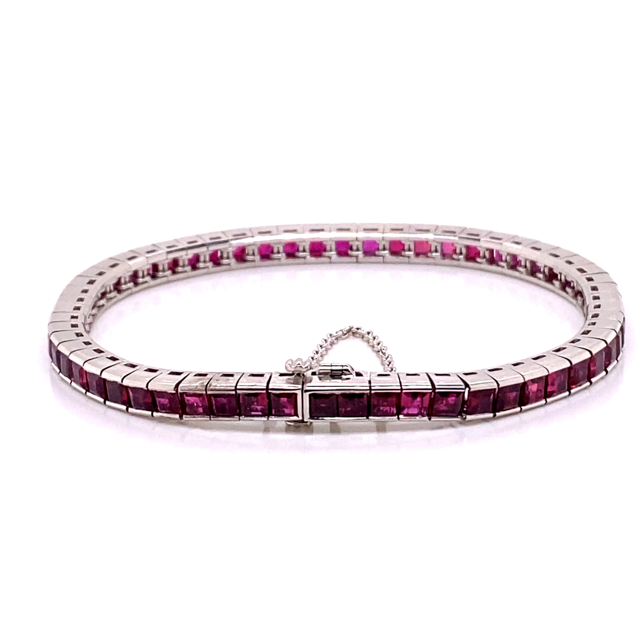 Platinum Custom Red Ruby Fashion Tennis Bracelet