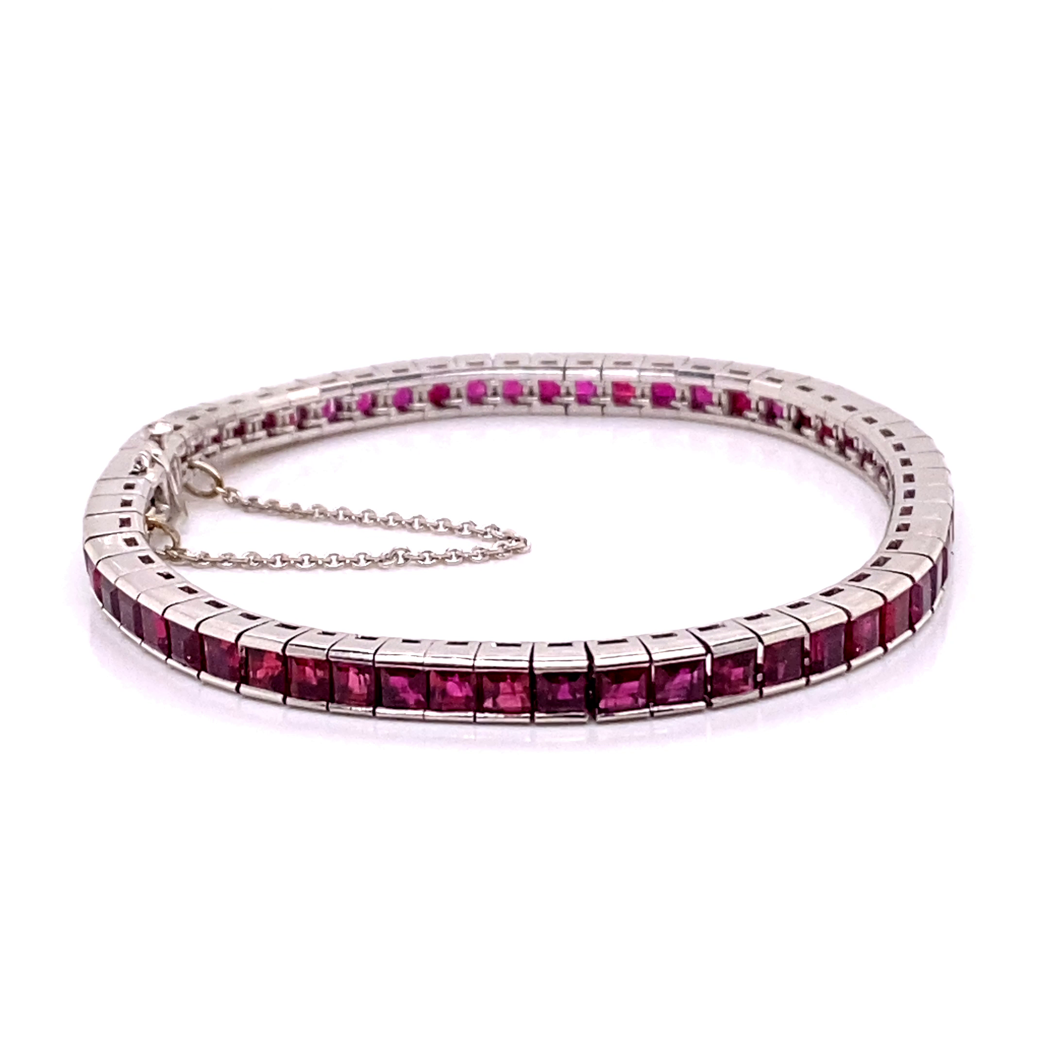 Platinum Custom Red Ruby Fashion Tennis Bracelet