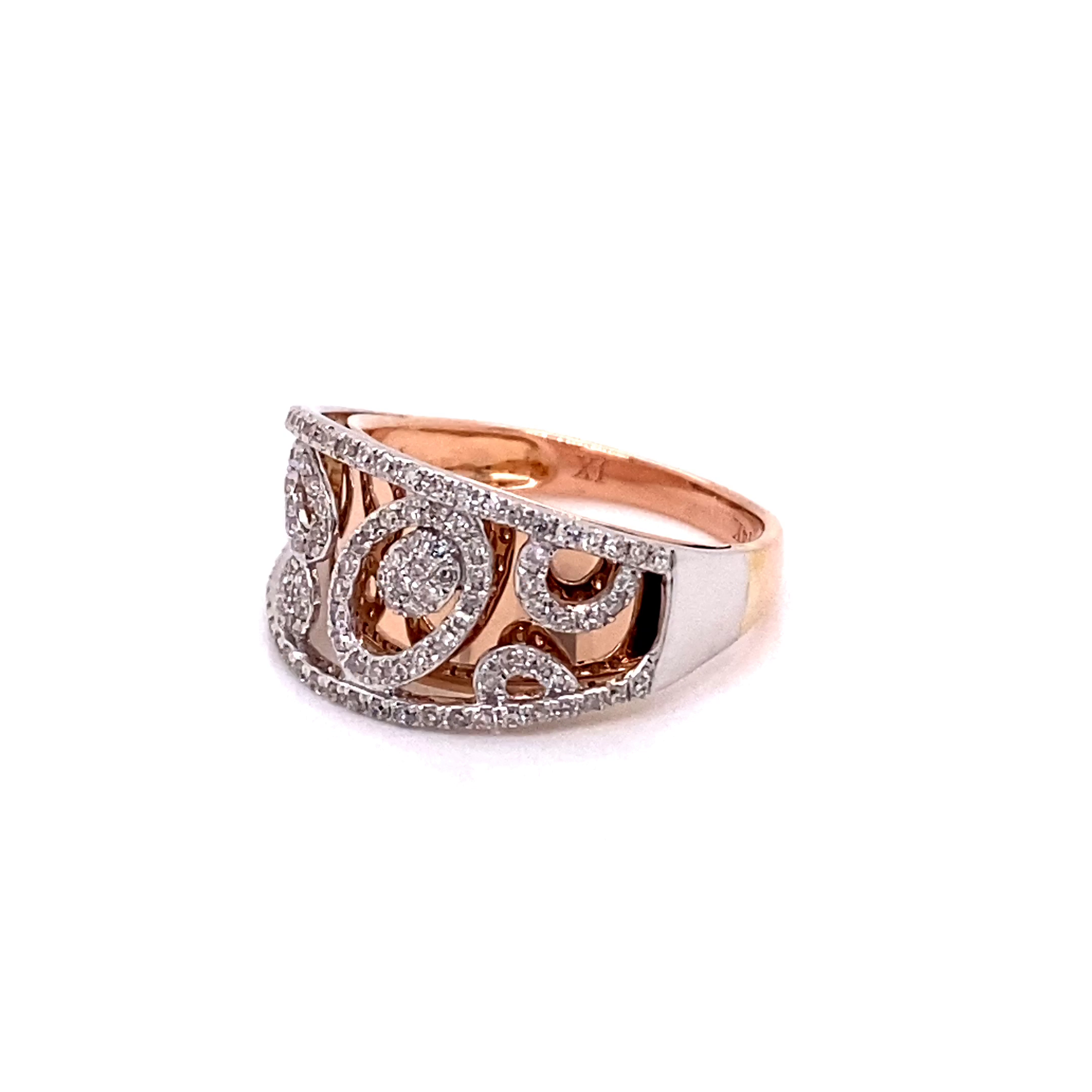 14K T/T Pattern Diamond Layered Fashion Ring