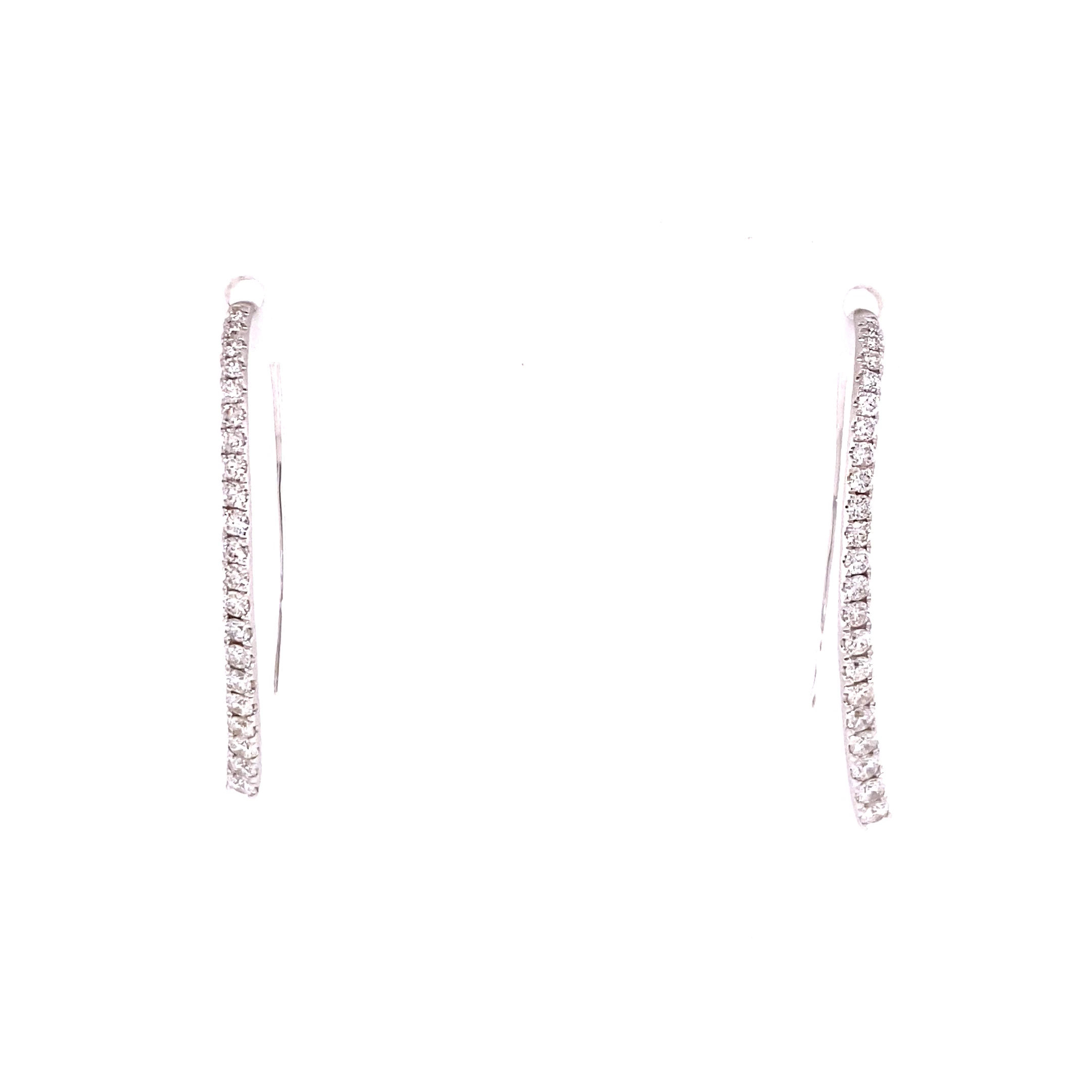18K White Gold  Diamond Long Dangle Earrings (0.67ctw)