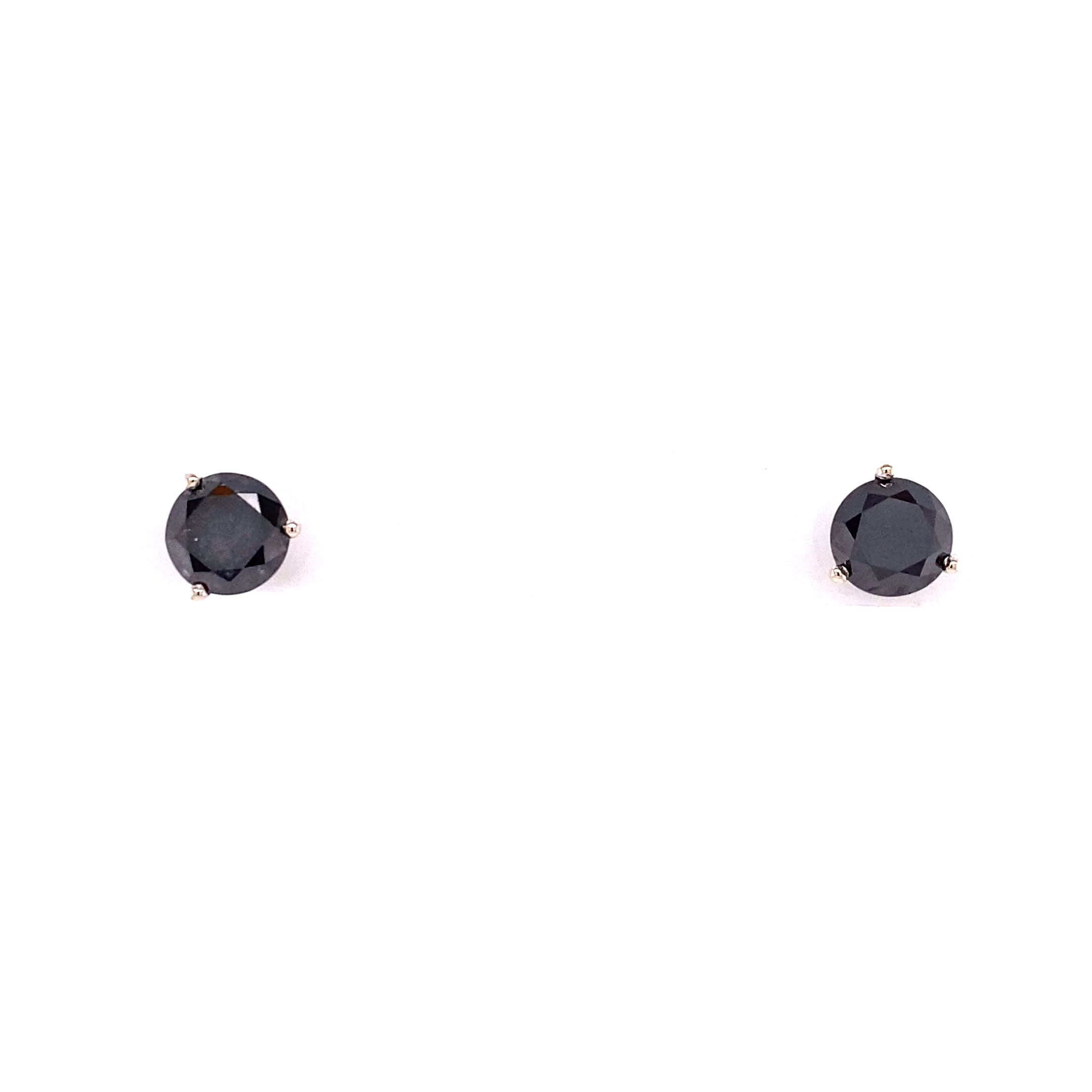 14KWG Black Diamond Stud Earrings