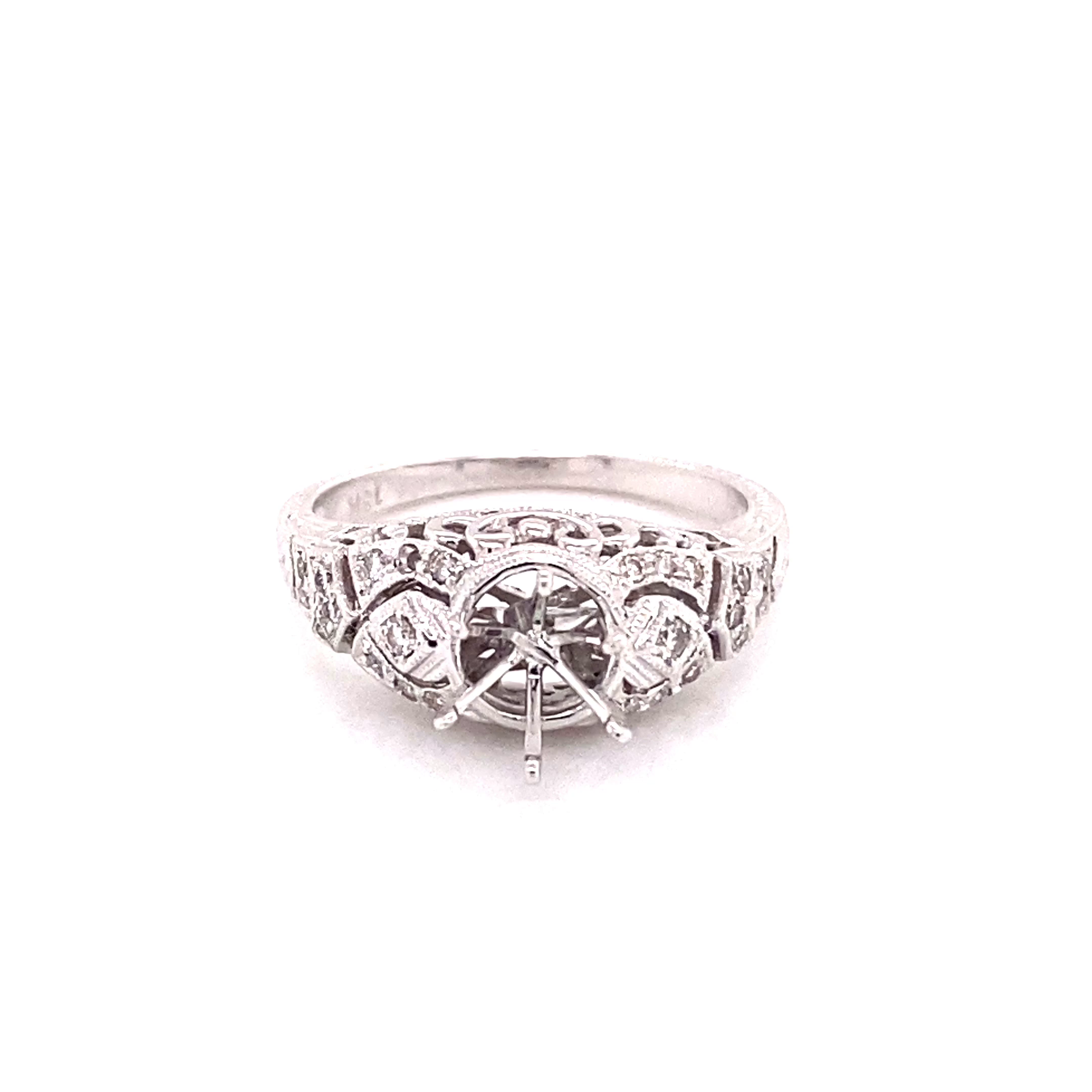 Platinum Ring with Diamonds, an Art Deco Setting Head