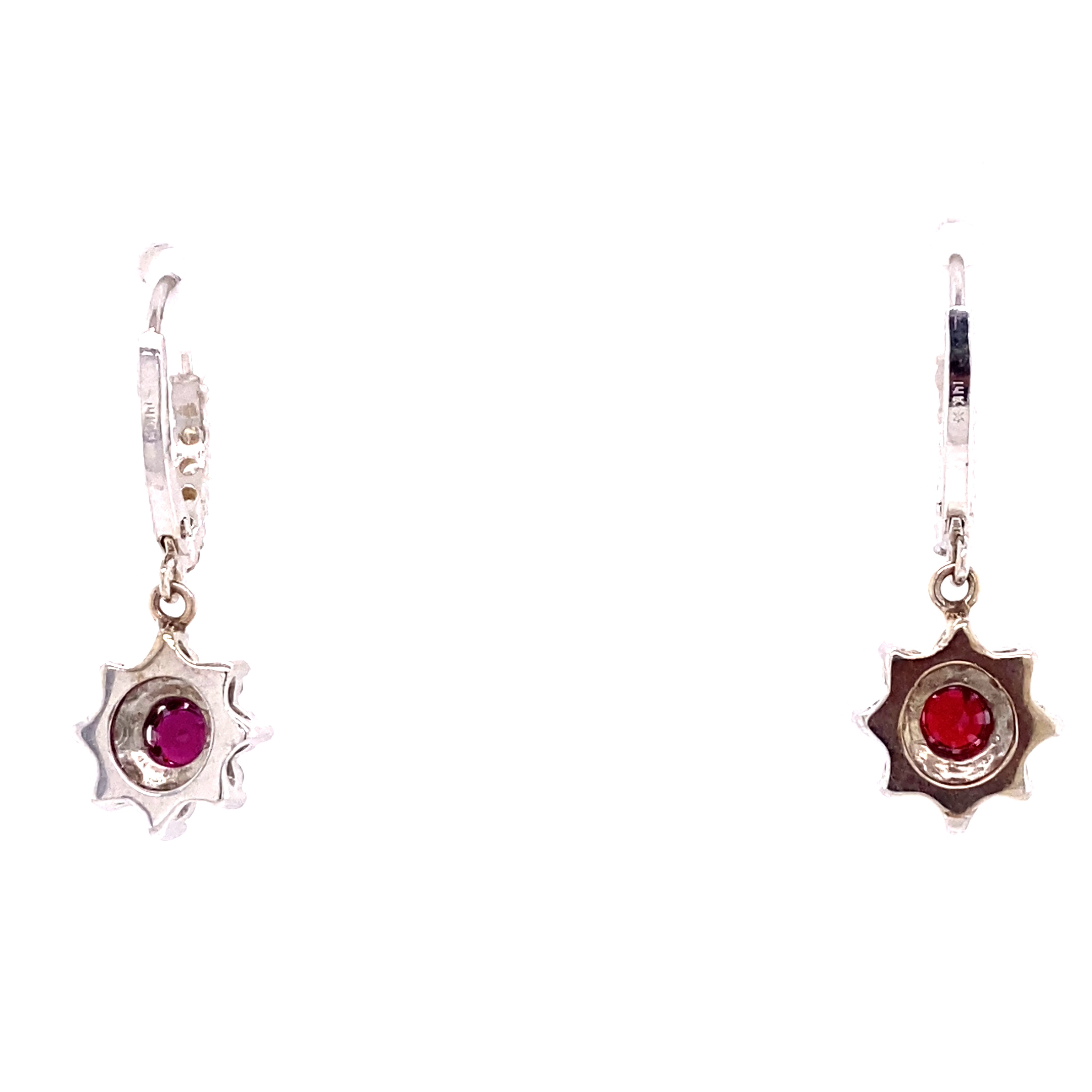 14KW Ruby & Diamond Dangle Fashion Earrings