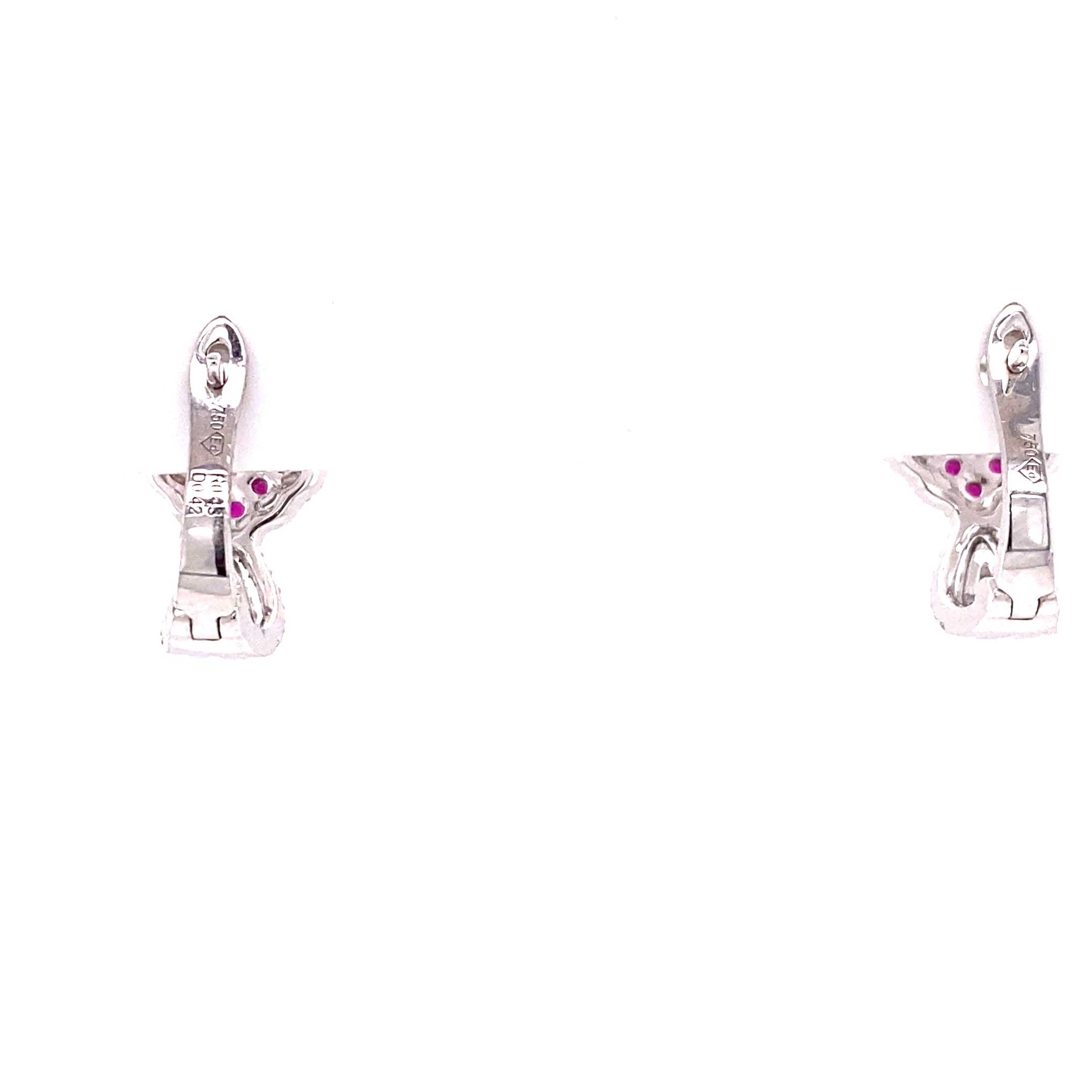 14KW Natural Ruby & Diamond Post Fashion Earrings